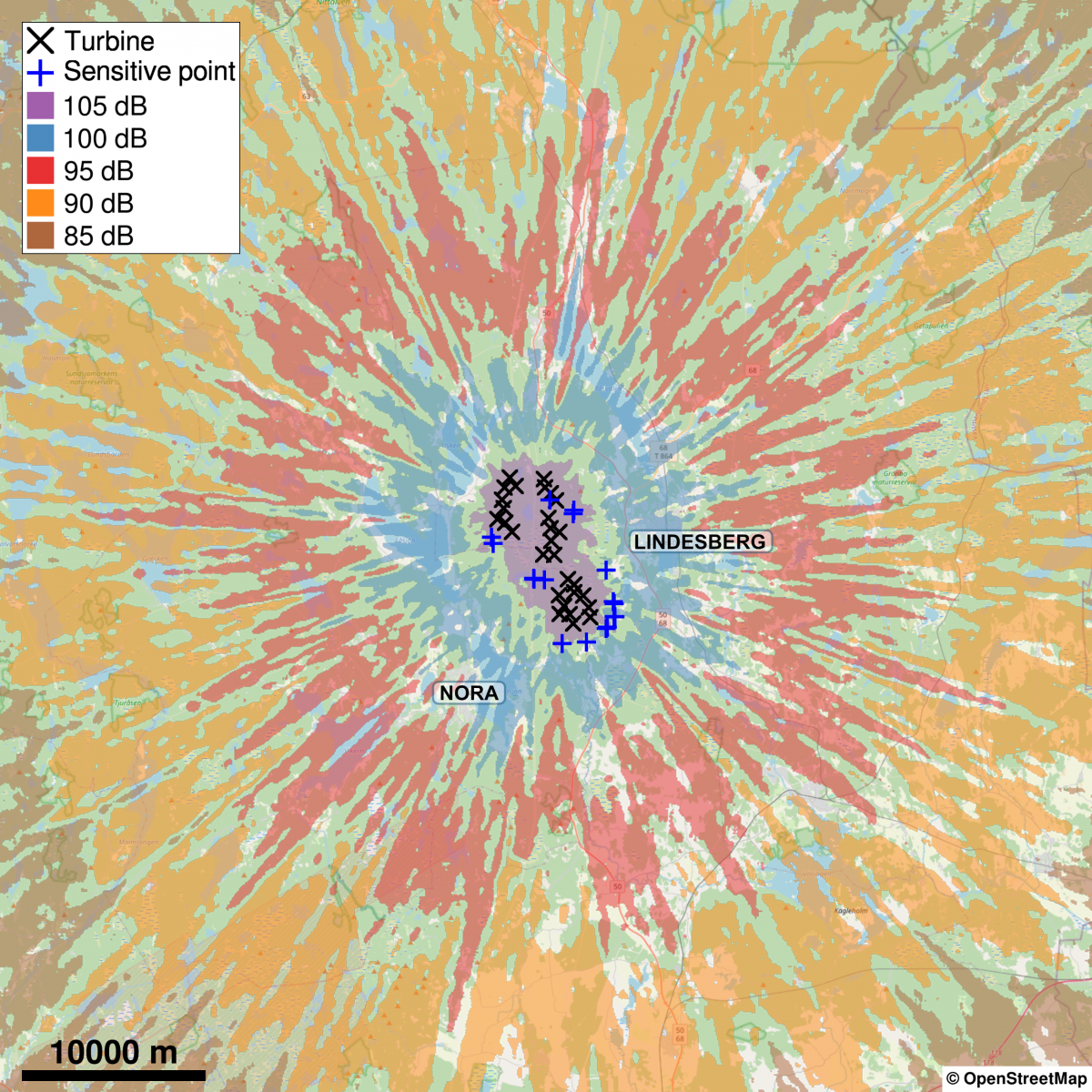 Infraljudskarta natt Nora-Lindesberg