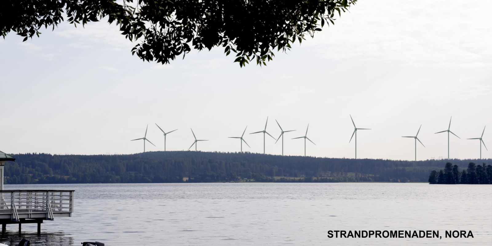Fotomontage Norasjön 11 stycken vindkraftverk
