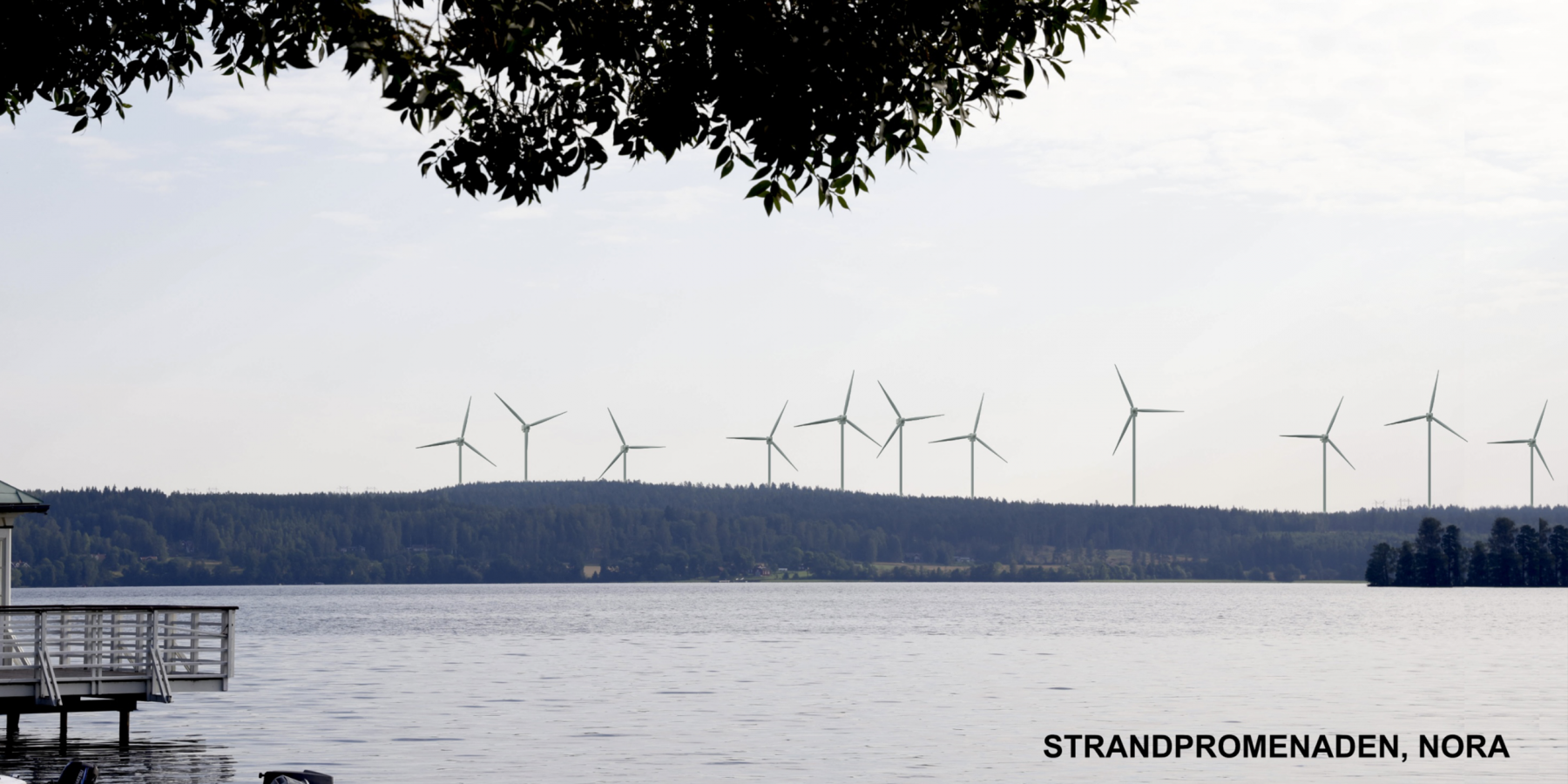 Vy från strandpromenaden med planerade vindkraftverk